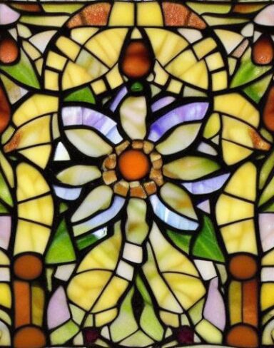 A close up of a flower mosaic