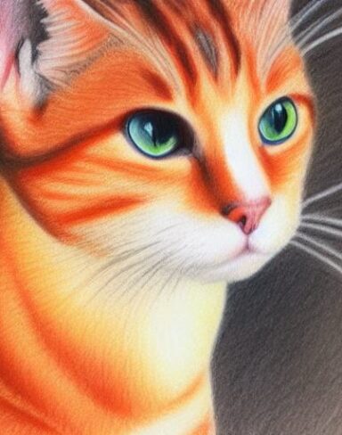 A crayon drawing of a cat