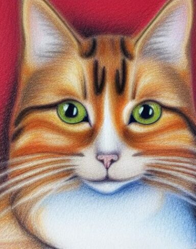 A crayon drawing of a cat