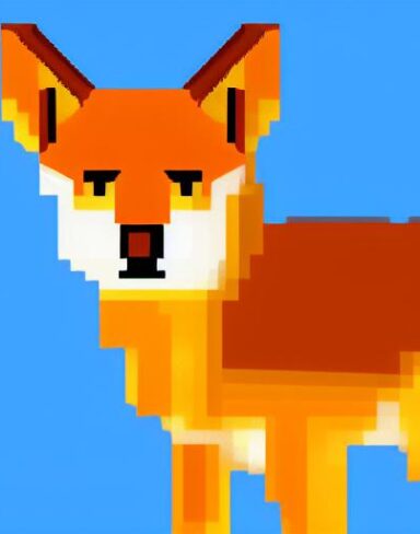 A deer sitting in front of a blue background