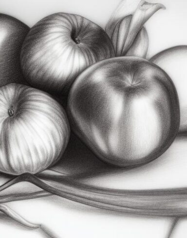 A drawing of spme fruits