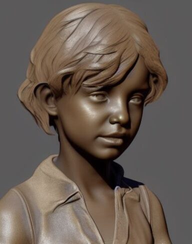 A girl bronze bust sculpture