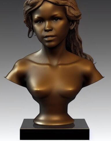 A girl bronze bust sculpture