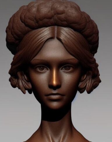 A girl bronze bust sculpture