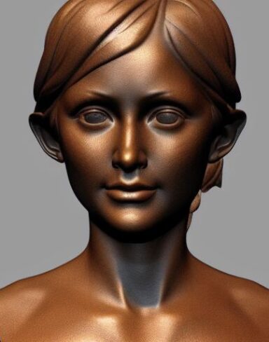 A girl bronze bust sculpture