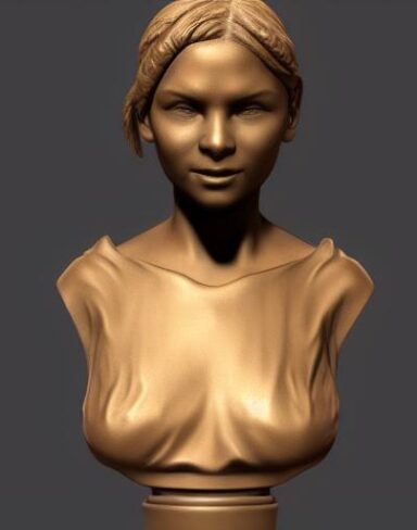 A girl bronze bust sculpture
