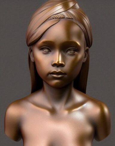 A girl bronze bust sculpture