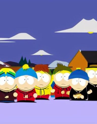 A group of cartoon characters south park from American animated television
