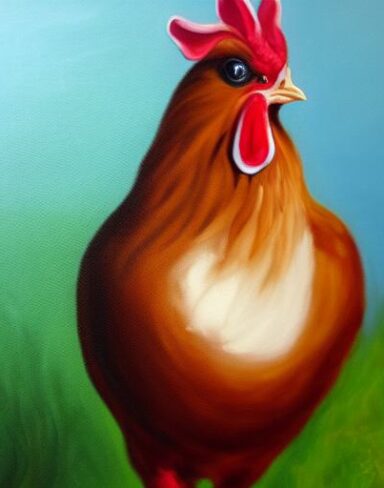 A painting of the hen
