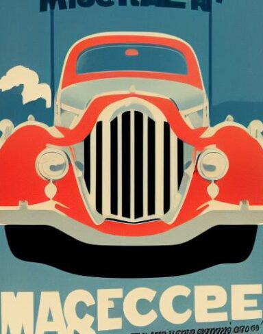 A vintage poster advertising cars