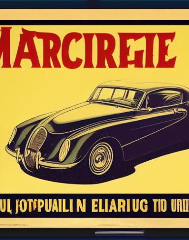 A vintage poster of a vintage car