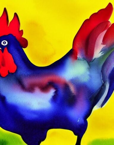 A watercolor painting of the rooster by Olga Boznańska