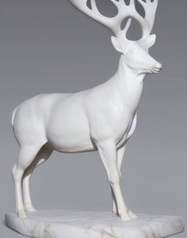 A white deer statue