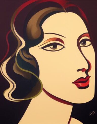 An art deco poster of a woman face