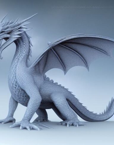 An ice sculpture of a dragon in winter season