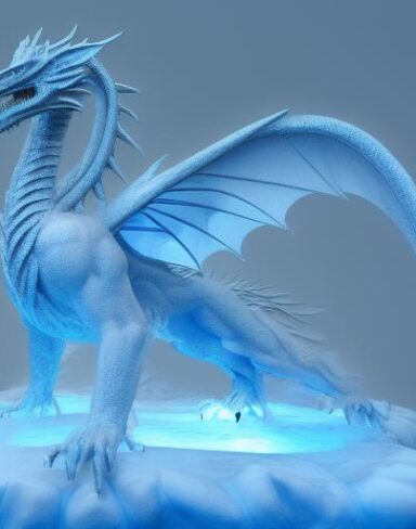 An ice sculpture of a ice dragon