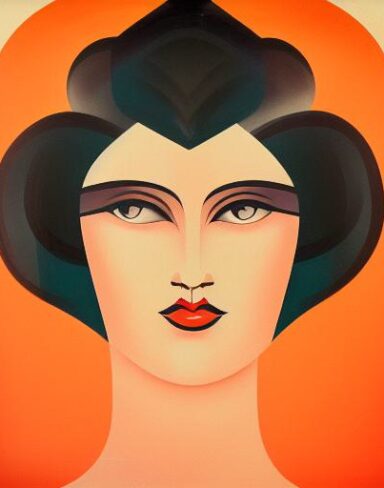 Art deco poster of a woman face