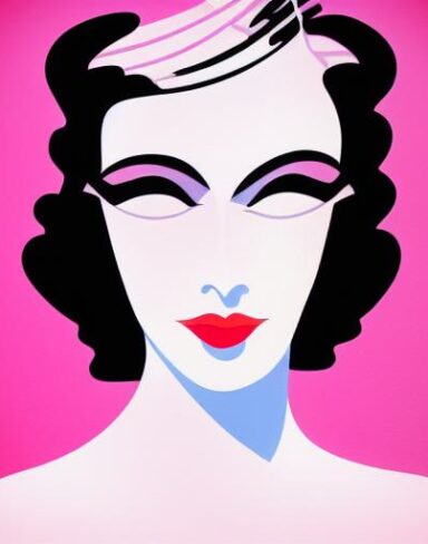 Art deco poster with a pretty woman face