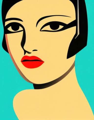 Art deco poster with a woman face