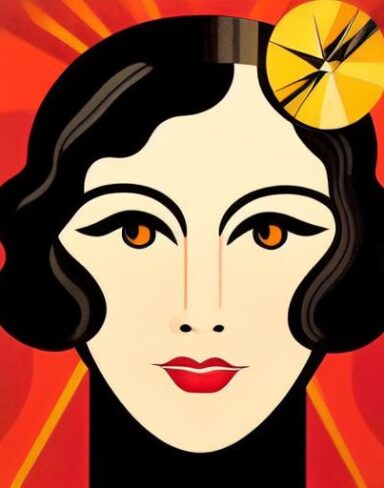 Art deco poster with woman face