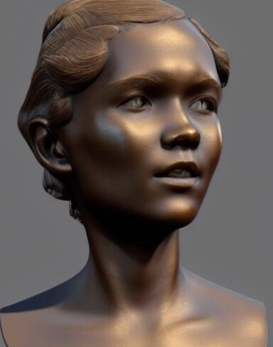Bronze bust of a girl