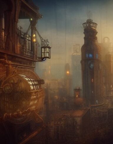 City under steampunk style