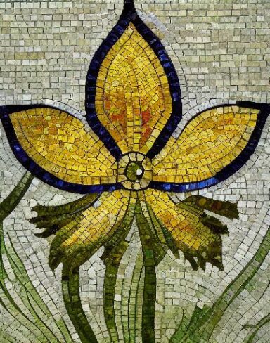 Close up of a flower on a mosaic