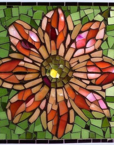 Close up of flower on a mosaic