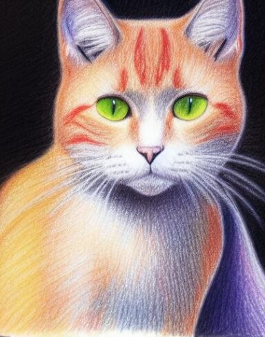 Crayon drawing of a cat