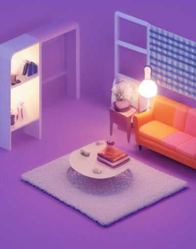 Cute isometric living room
