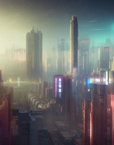 Digital city filled with lots of buildings