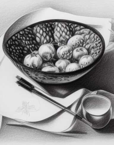 Drawing of fruit bowl