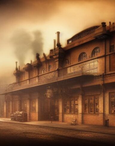 Factory under steampunk style