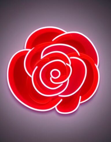 Flower symbol neon sign on the wall