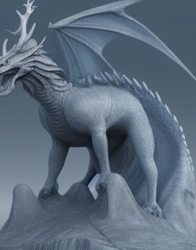 Frozen ice statue of a dragon