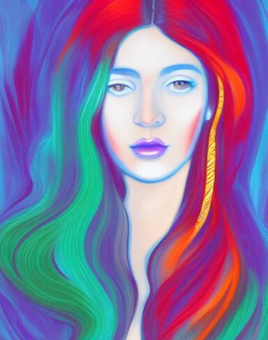 Painting of a woman with long hair