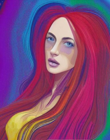 Painting of a woman with long hair