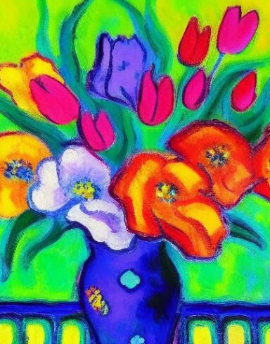 Painting of flowers in a vase