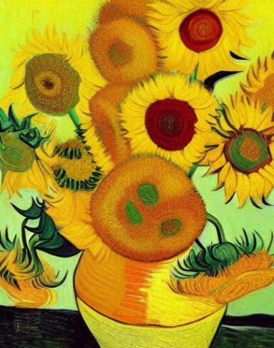 Painting of yellow sunflowers