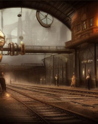 Station under steampunk style