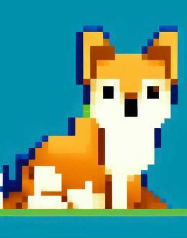 The deer sitting in front of blue background