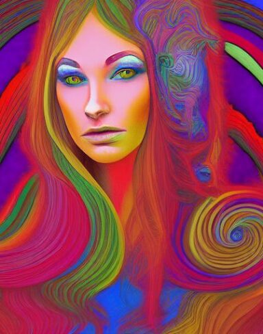 The painting of a woman with long hair