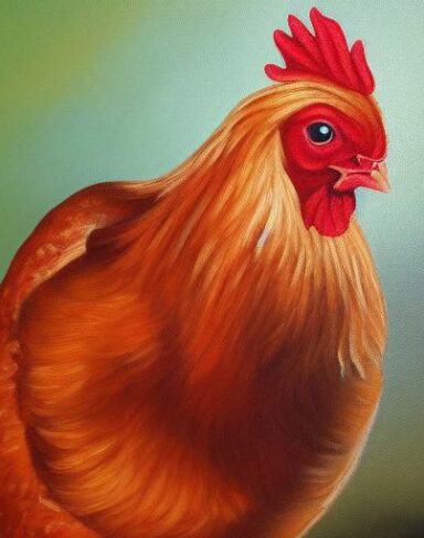 The painting of the hen animal