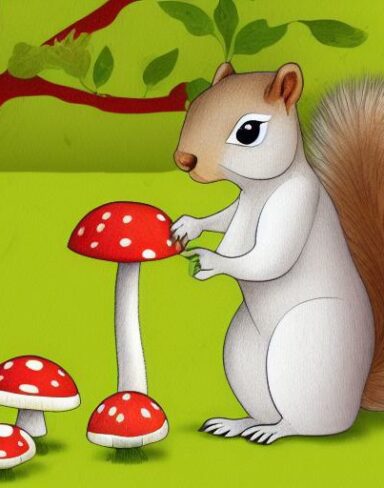 The squirrel and a mushroom