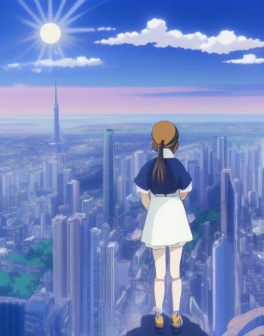 This stunning anime portrait from Studio Ghibli captures a school girl in a massive scale shot