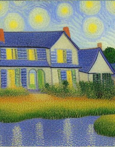 Van gogh art painting of a house