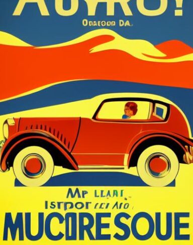 Vintage poster advertising automobile
