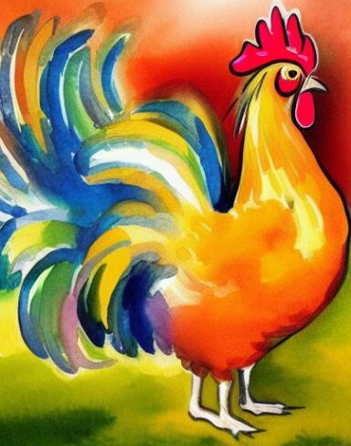 Watercolor painting of a rooster by Olga Boznańska