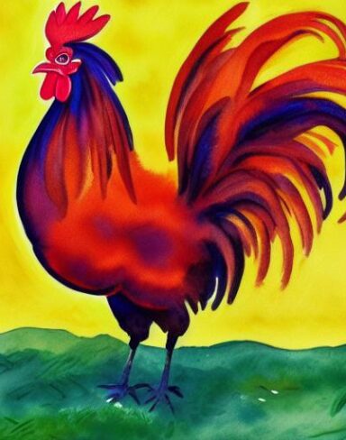 Watercolor painting of a rooster by Olga Boznańska