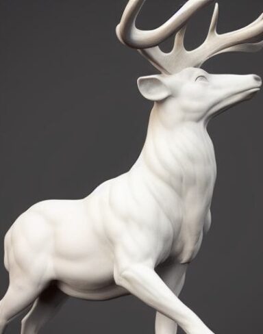 White color statue of a deer